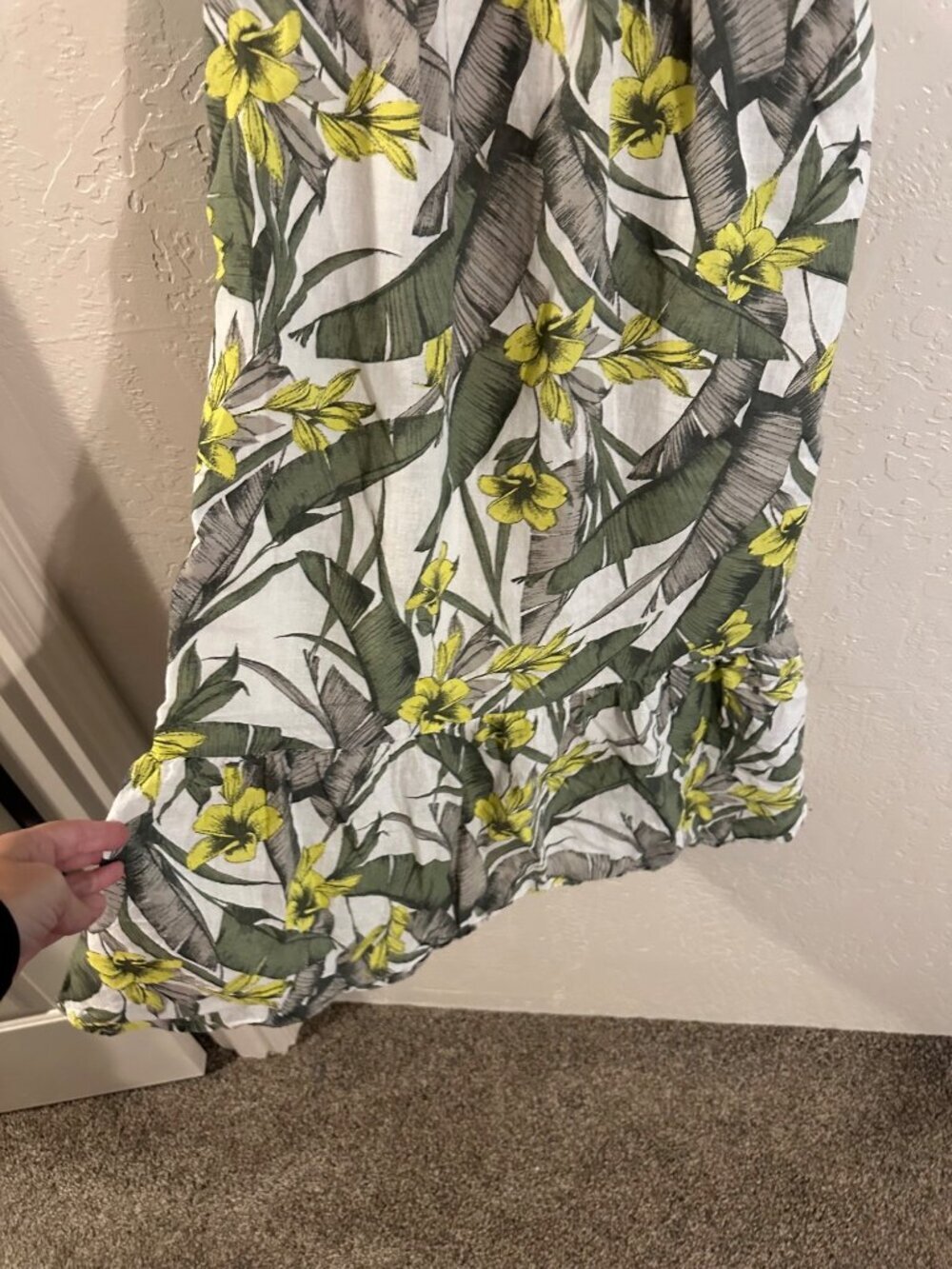 Banana Republic Linen Tropical Palm Floral Island Vacation Midi Dress - Picture 3 of 10